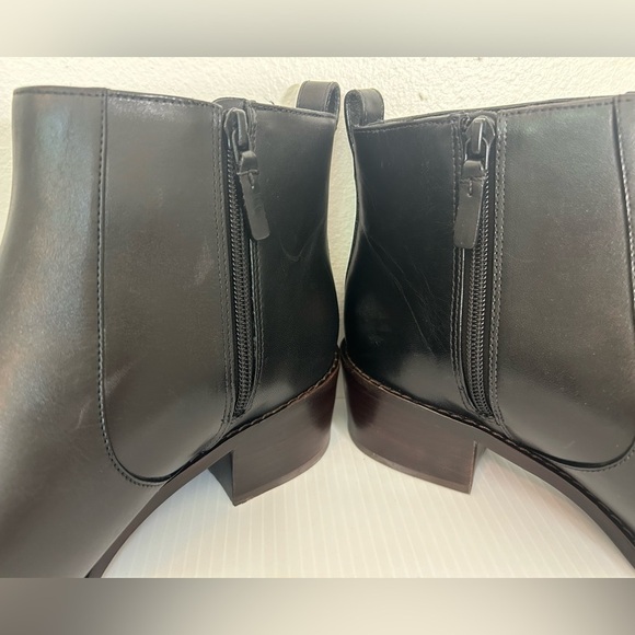 $480 Tory Burch Zip Booties BLACK LEATHER NARROW SQUARE TOE SIZE 10M NWOT - Picture 10 of 14